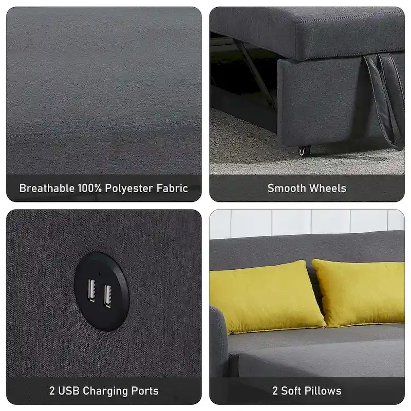 Aukfa Sofa Bed Pull Out Couch Convertible Loveseat Sleeper Sofa Couch