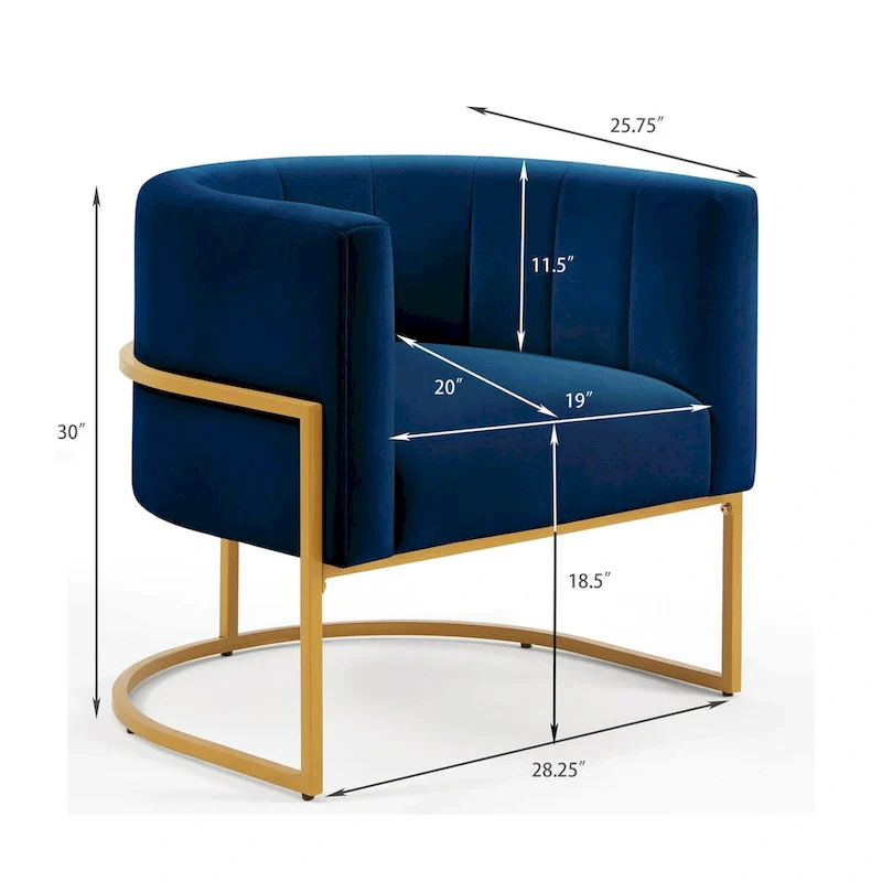 Mid-Century Upholstered Velvet Accent Chair with Curve Backrest