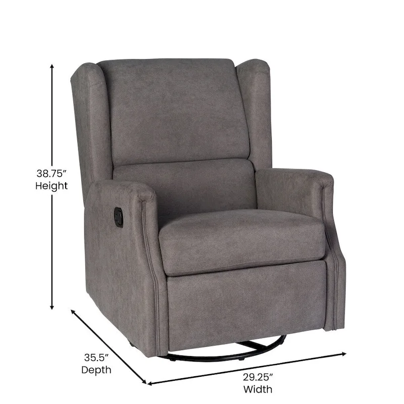 Wingback Manual Recliner Swivel Glider, Cream/Light Gray/Dark Gray, 3-Position, Seats 1