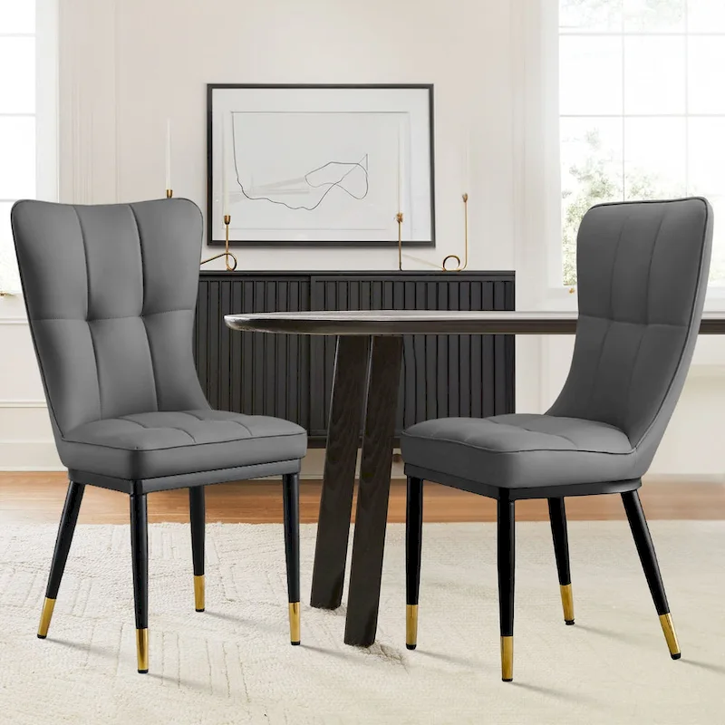 Upholstered Dining Chairs Set of 2 with Metal Legs