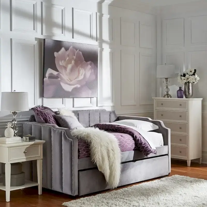 Chareau Glam Grey Velvet Daybed by iNSPIRE Q Modern