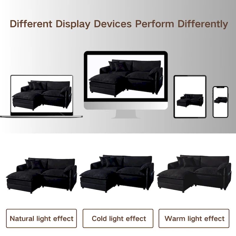 64 Oversized Chenille 2-Seater Sofa with DIY Combo & Storage Pockets