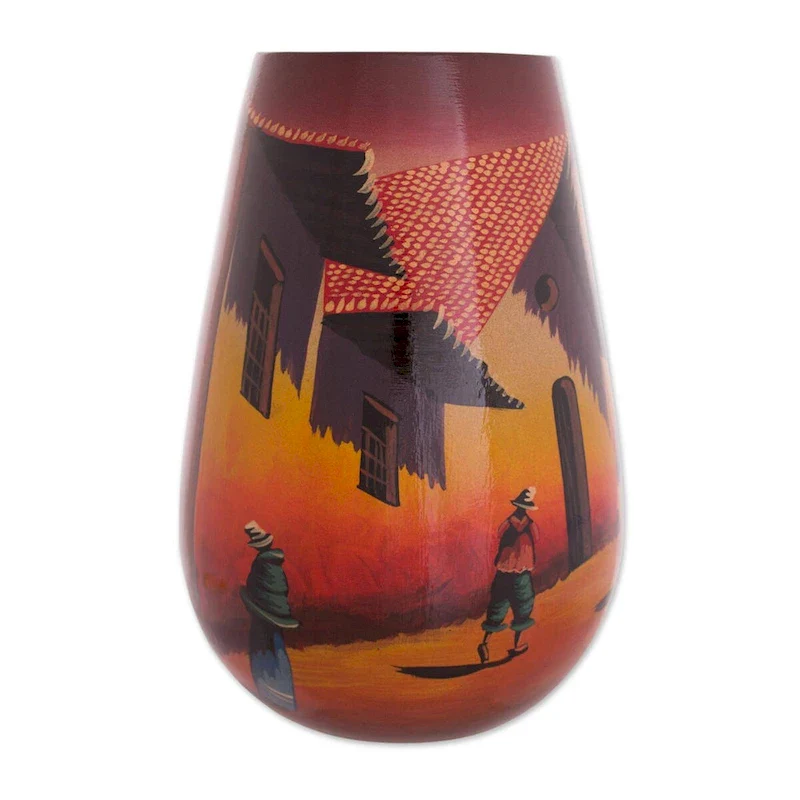 Ceramic vase, 'The Streets of Cuzco'