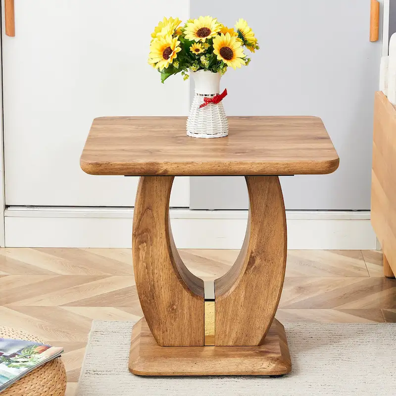 23.6 Square Coffee Table with Gold-Tone Leg Strips
