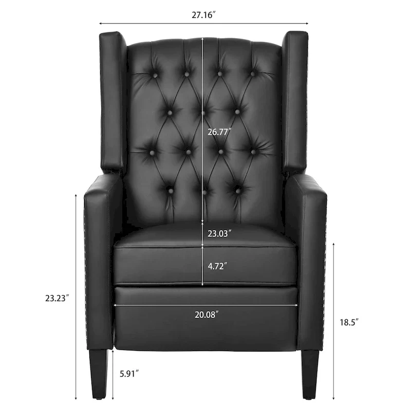 Wide Manual Wing Chair Recliner - 34.45 x 27.16 x 40.55