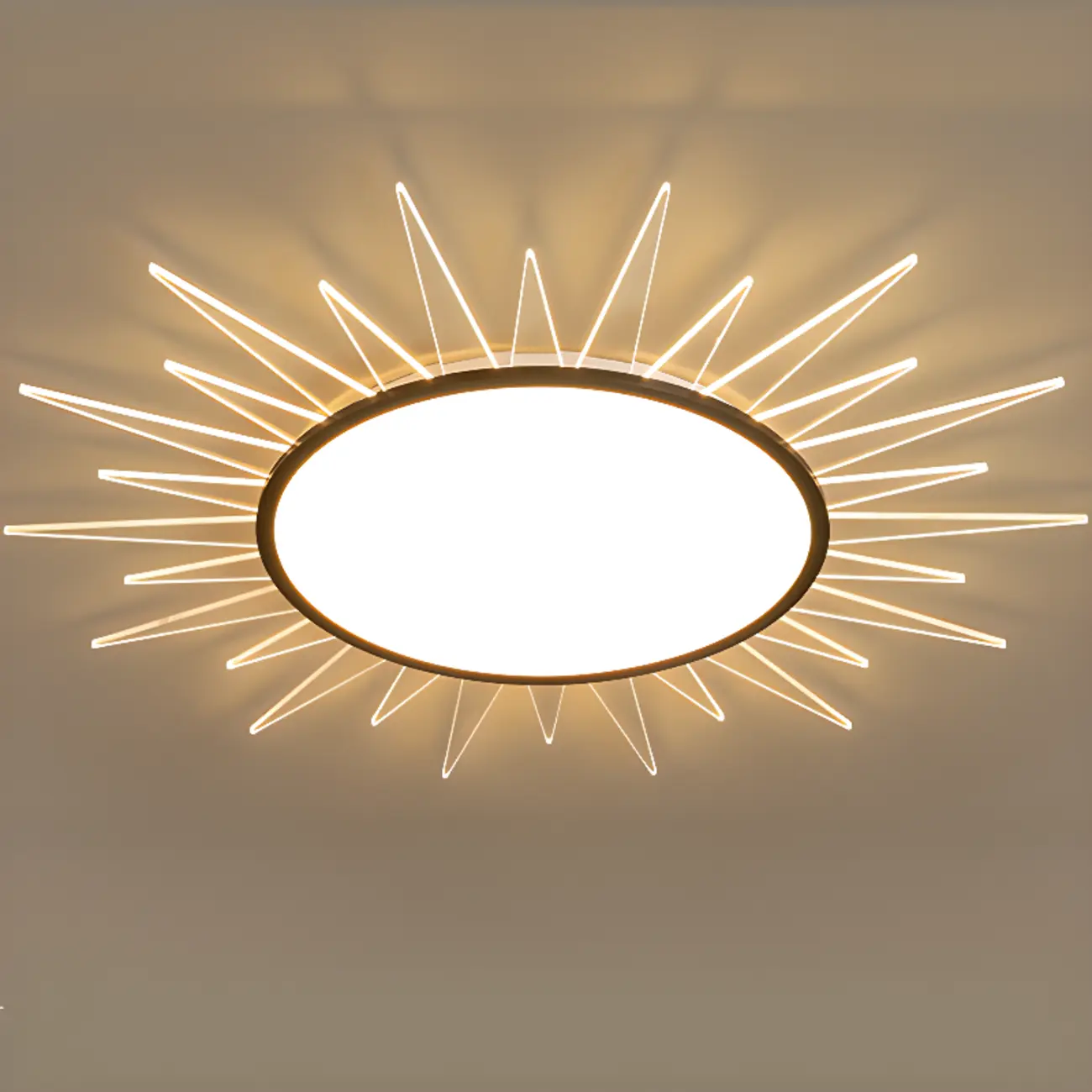 Large Acrylic Round Sunburst LED Flush Mount Ceiling Light
