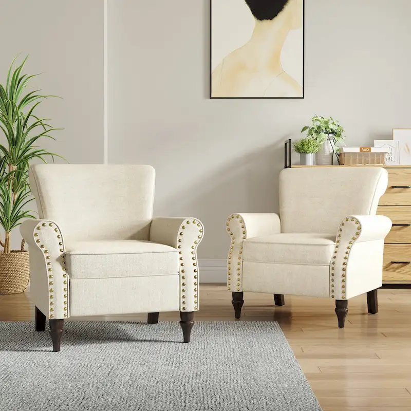 Living Room Armchair with Nailhead Trim - 29.9W x 29.9H x 32.9D