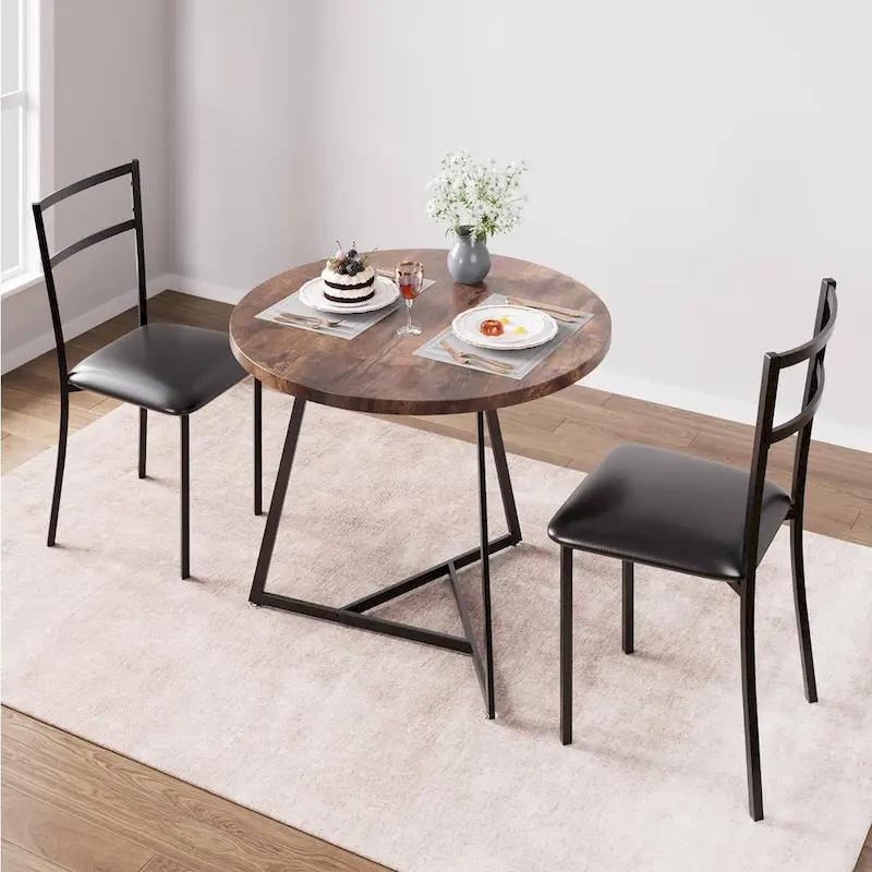 Kitchen Round Dining Table Set with 2 Chairs