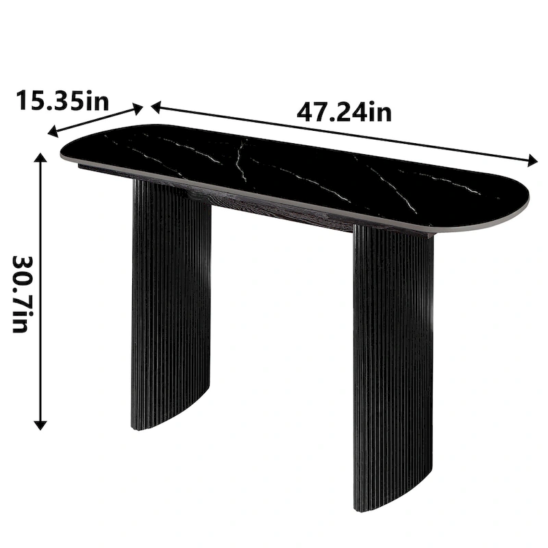 Marble Console Table Entryway Table with Fluted Base