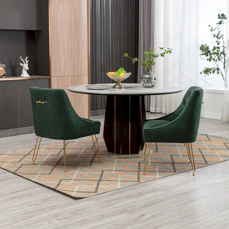 Velvet Upholstered Accent Side Chairs(Set of 2)