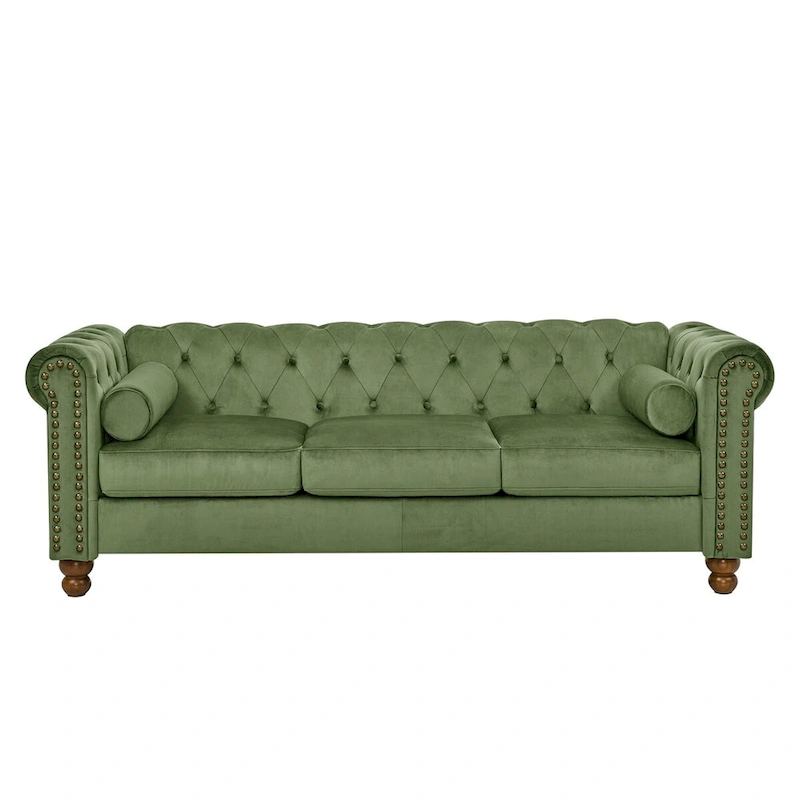 Large Sofa,Velvet Sofa Three-seat Sofa Tufted Chesterfield Settee Sofa