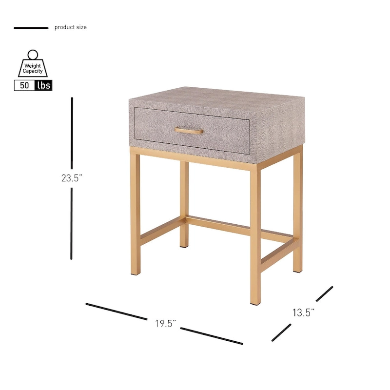 Durham Faux Shagreen 1-Drawer End Table