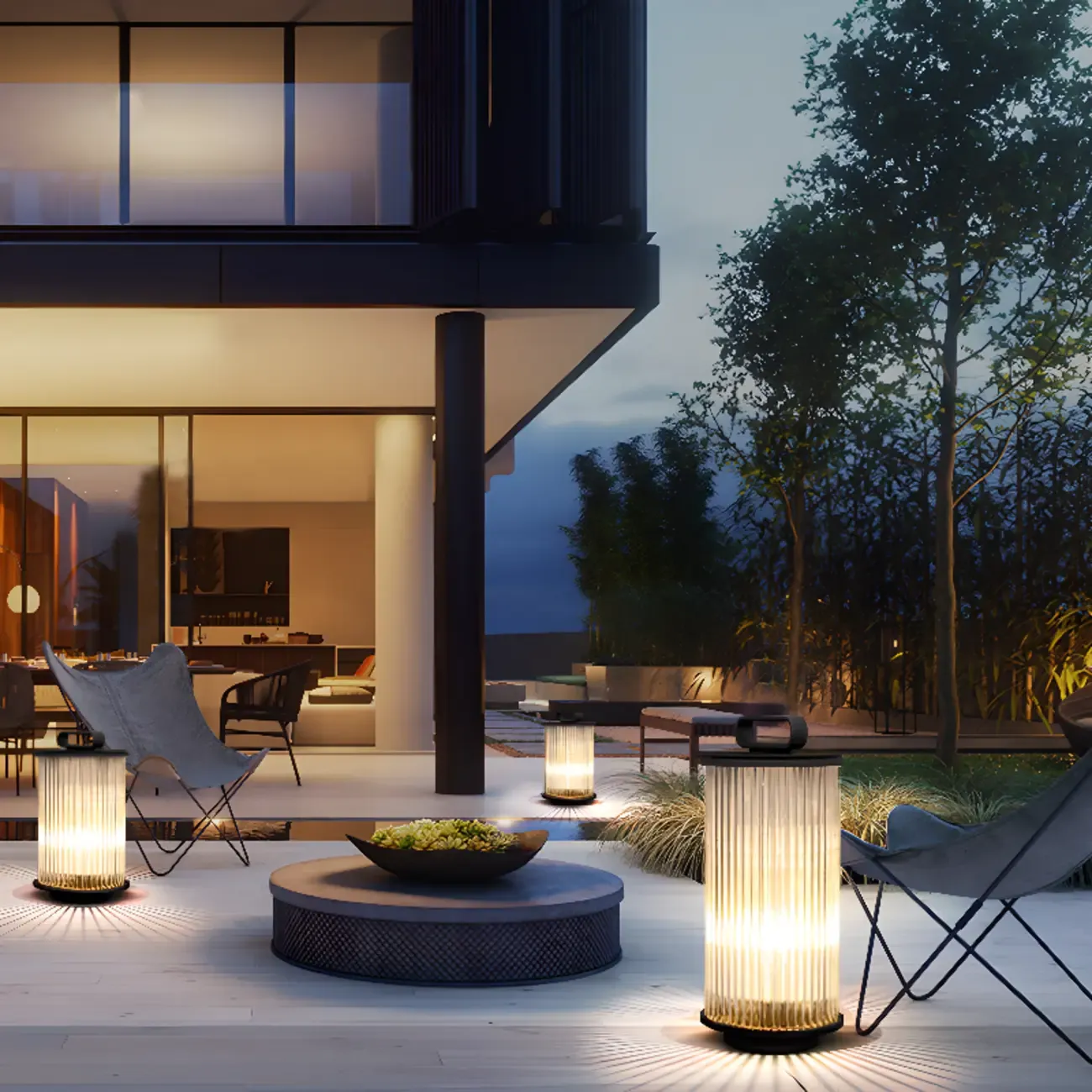 Black Metal Cylindrical Glass Post Cap Light