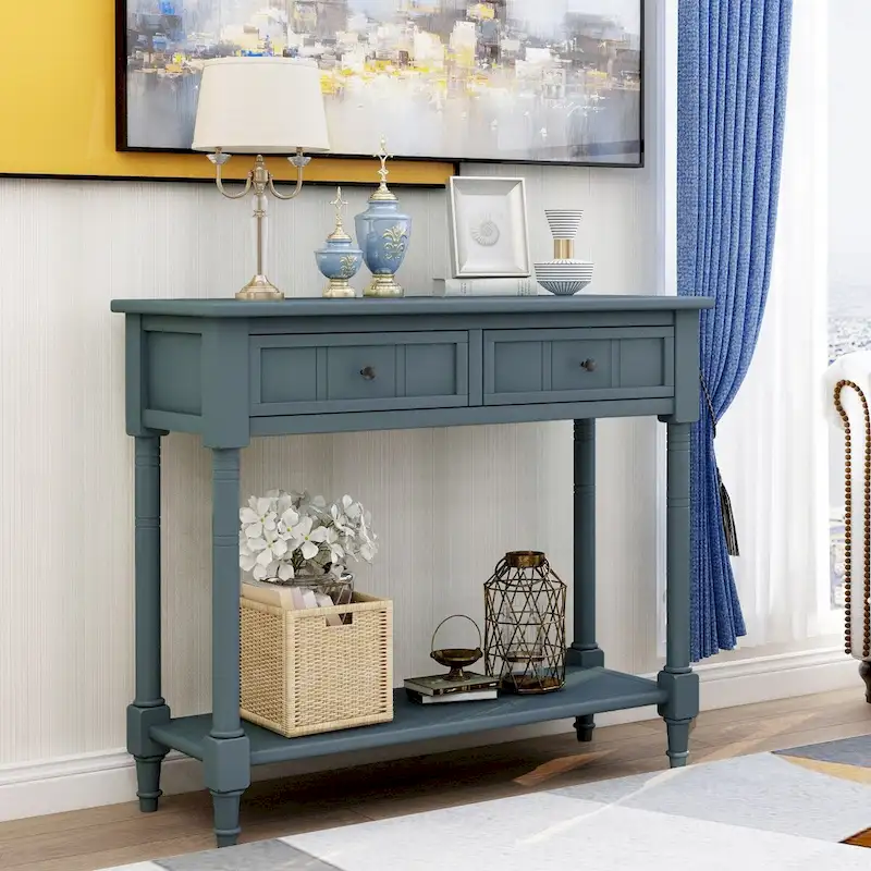 Daisy Series Console Table with 2 Drawers and Bottom Shelf