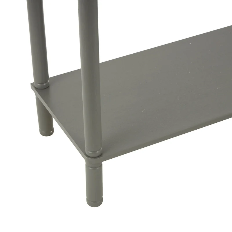 Wood 2 Drawer Console Table with Black Handle and Ribbed Front - Gray