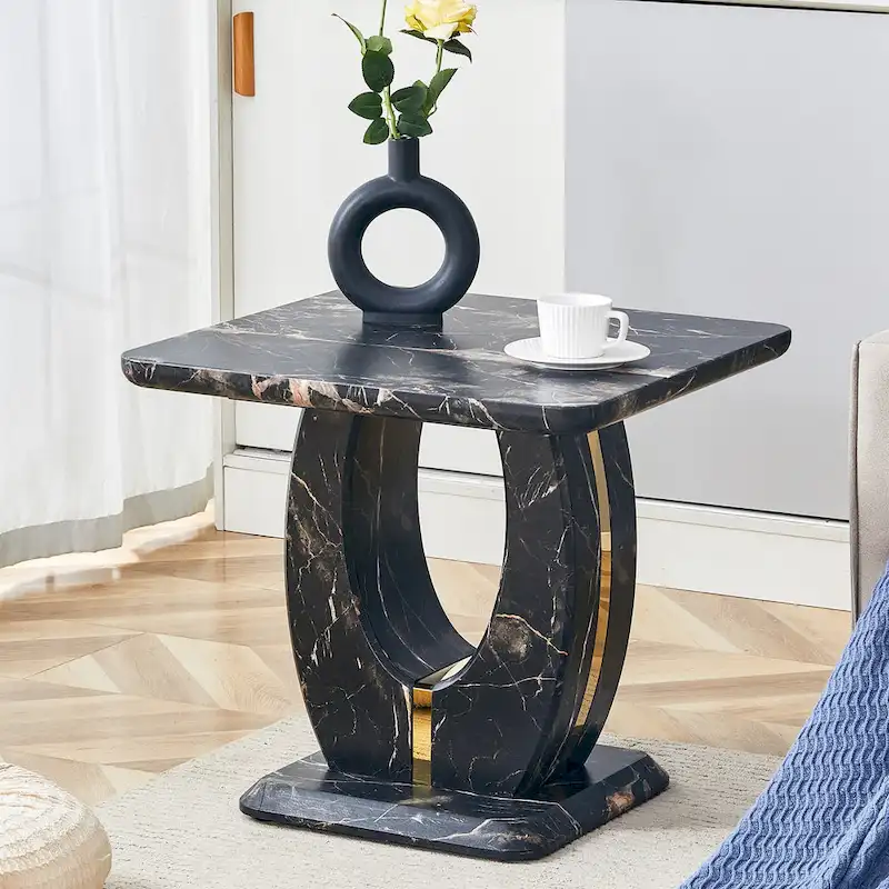 23.6 Square Coffee Table with Gold-Tone Leg Strips