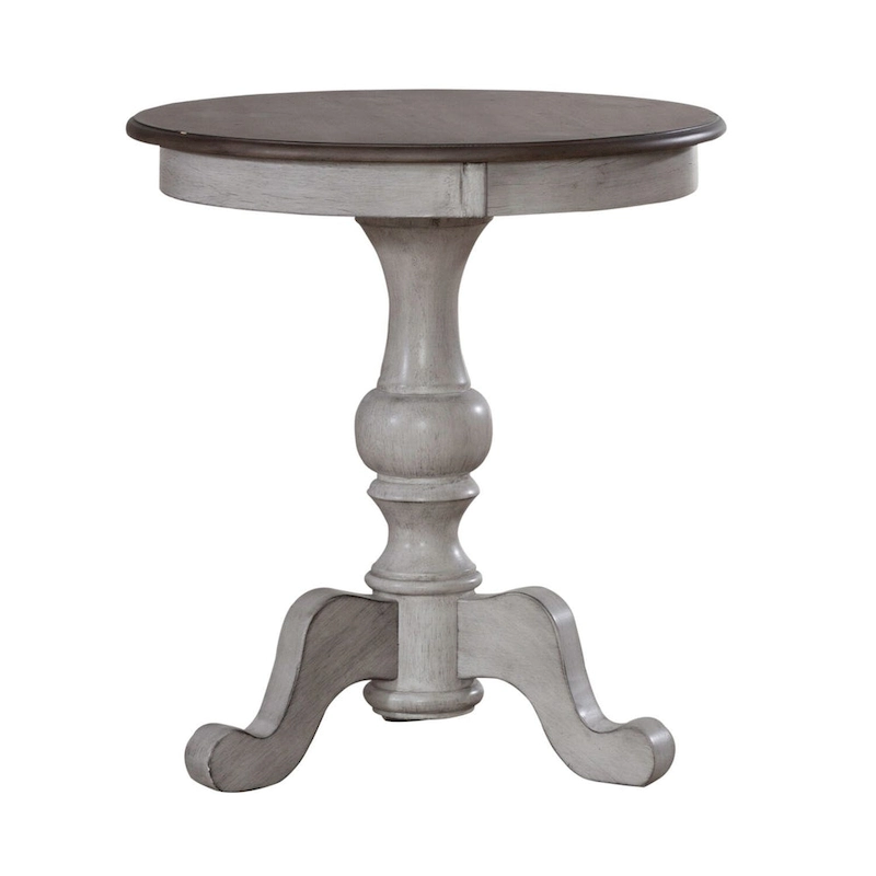 Ocean Isle Antique White & Weathered Pine Round End Table