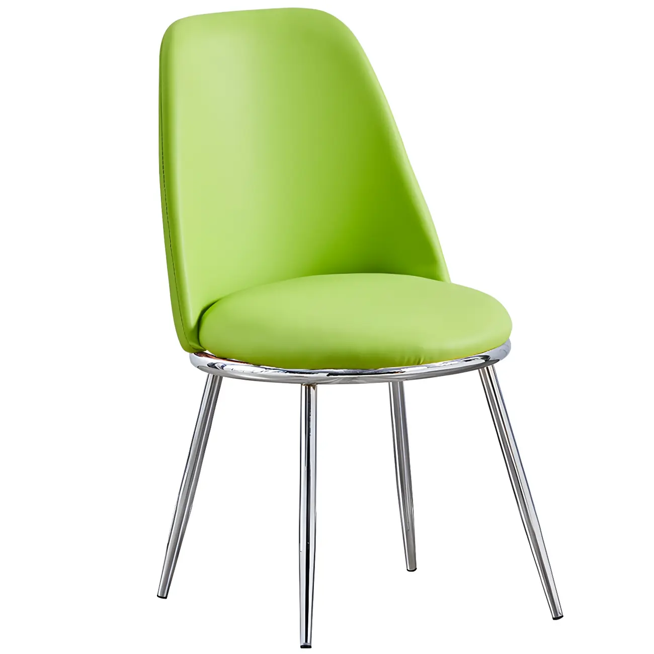 Glam Scandinavian Leather Armless Dining Chairs Metal Frame