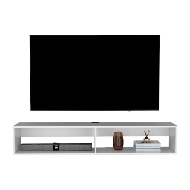Modern TV Console Wall Mounted 59 Floating Media Stand with Shelves and Cable Management - 10.4H x 59.1W x 12.6D