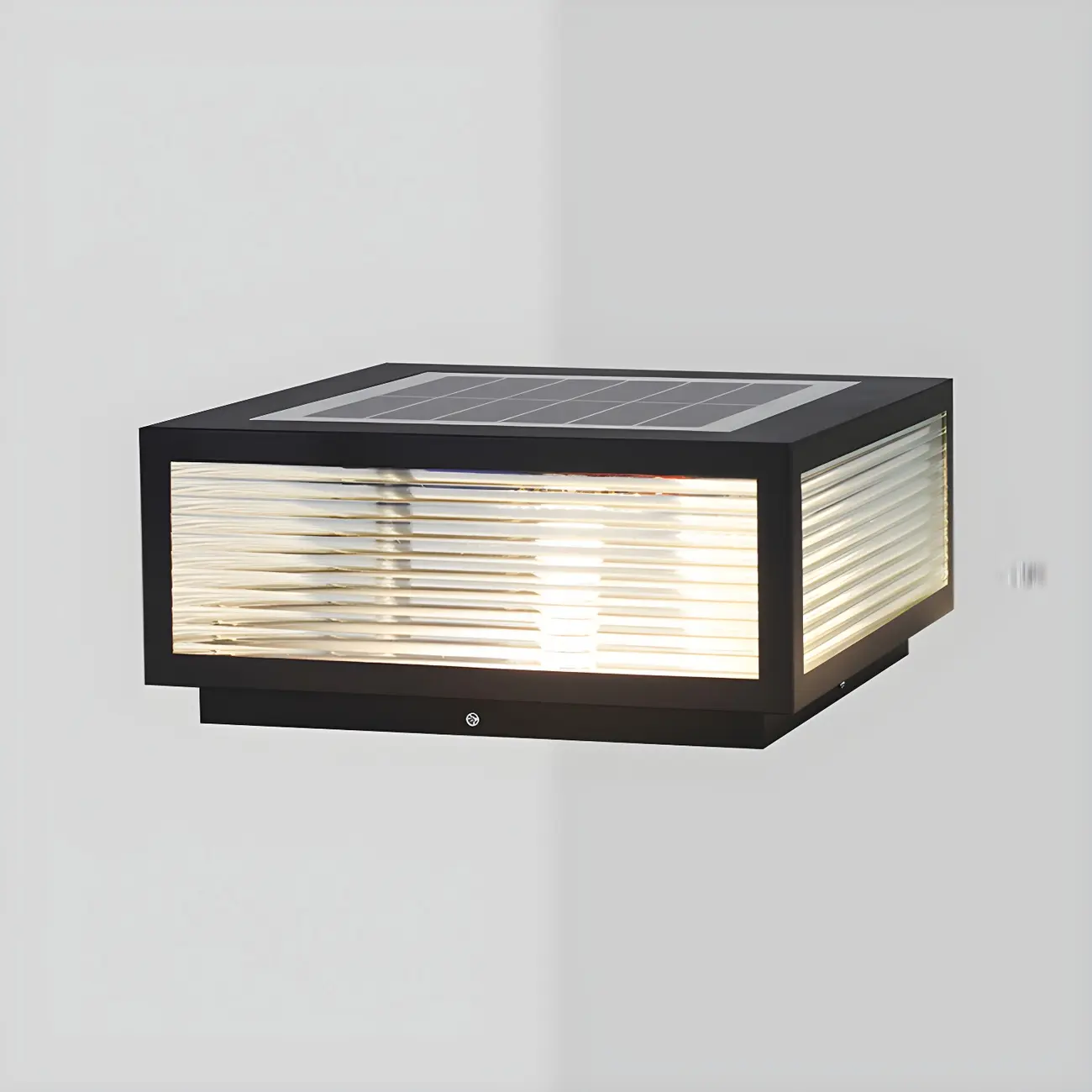 Modern Rectangular Black Metal Outdoor Solar Post Light