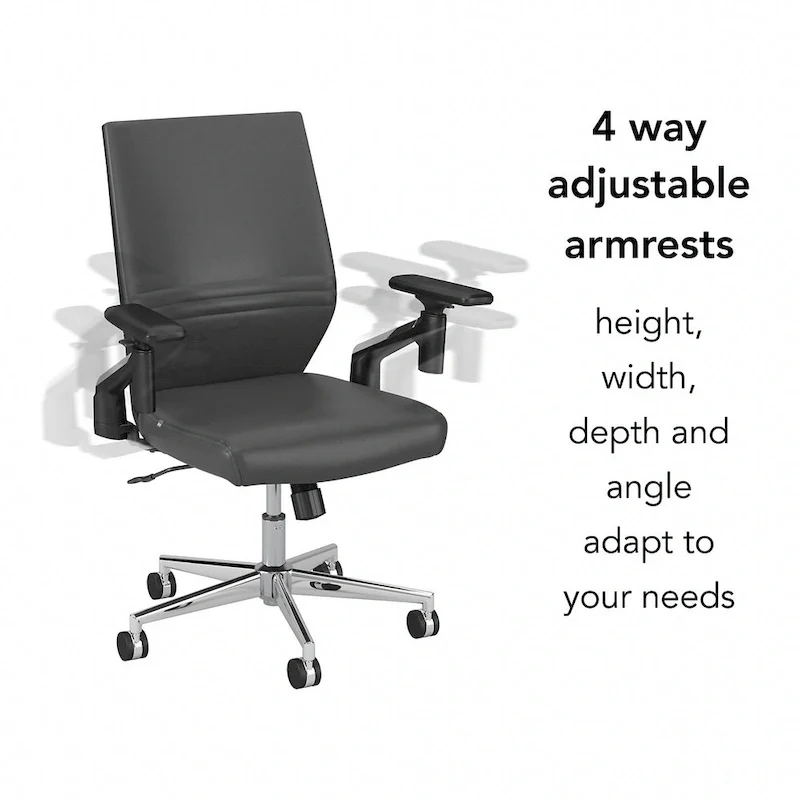 Mid Back Bonded Leather Office Chair with Adjustable Height and Armrests
