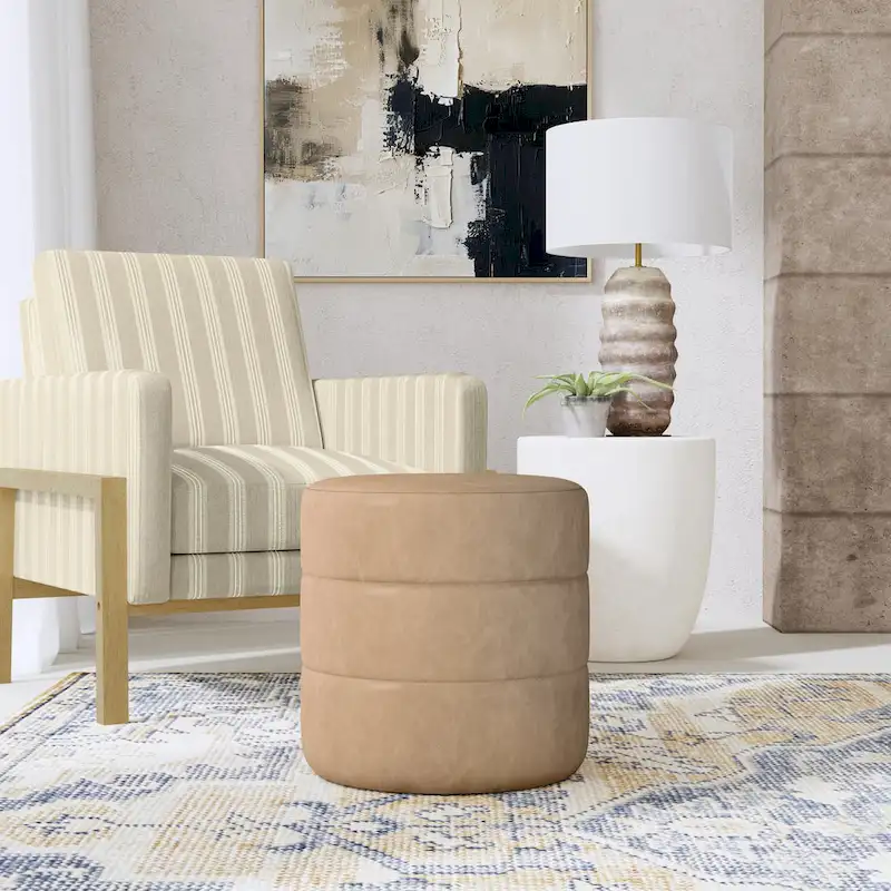 HomePop Upholstered Round Ottoman