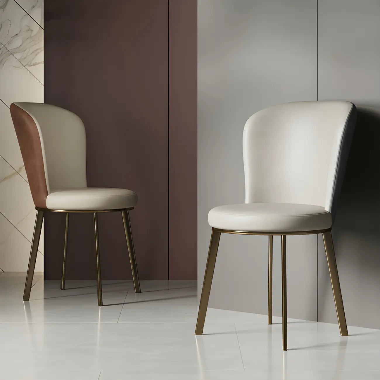 Sleek Gold Legs Faux Leather Upholstered Dining Chair