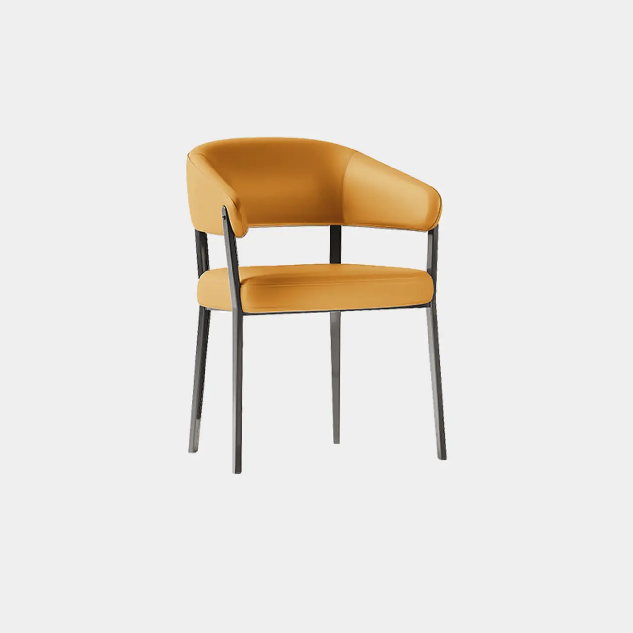 Modern Faux Leather Arm Dining Chair Open Back Alloy Legs