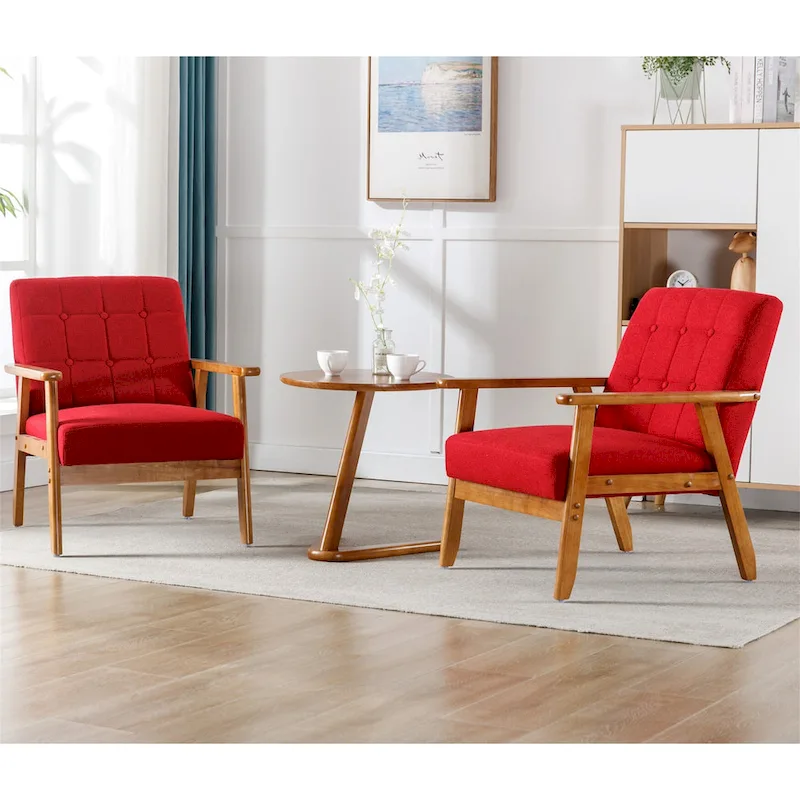 Mid Century Modern Accent Chairs Set of 2 with Side Table