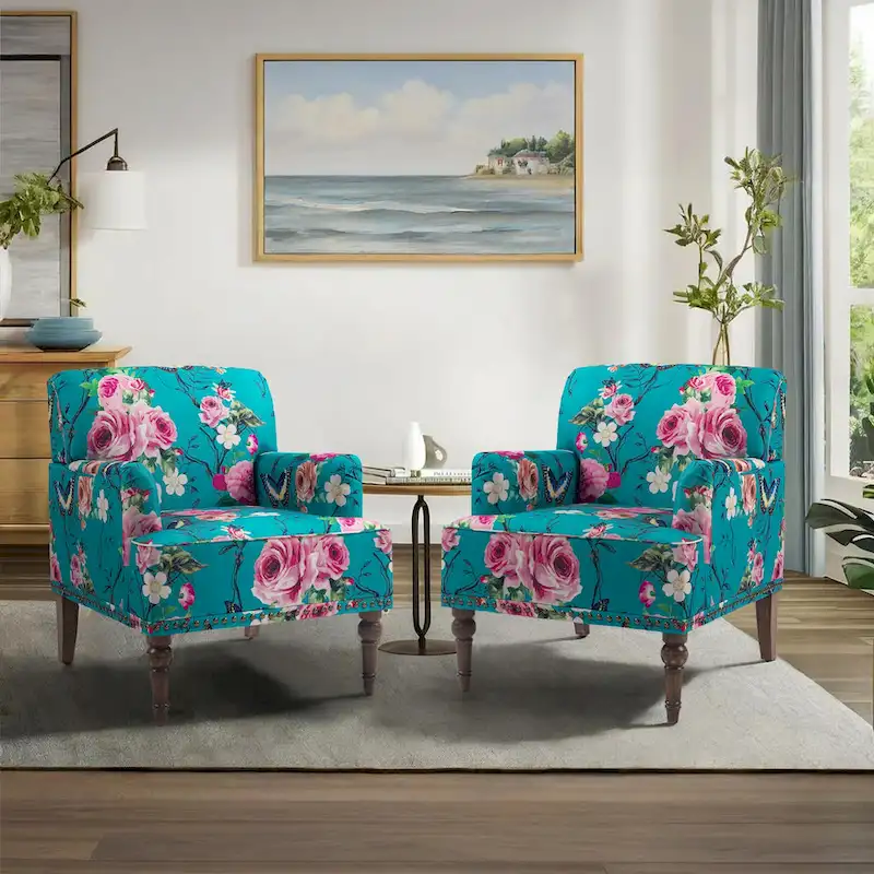 Traditional Upholstered Stripe Accent Chair Modern Armchair