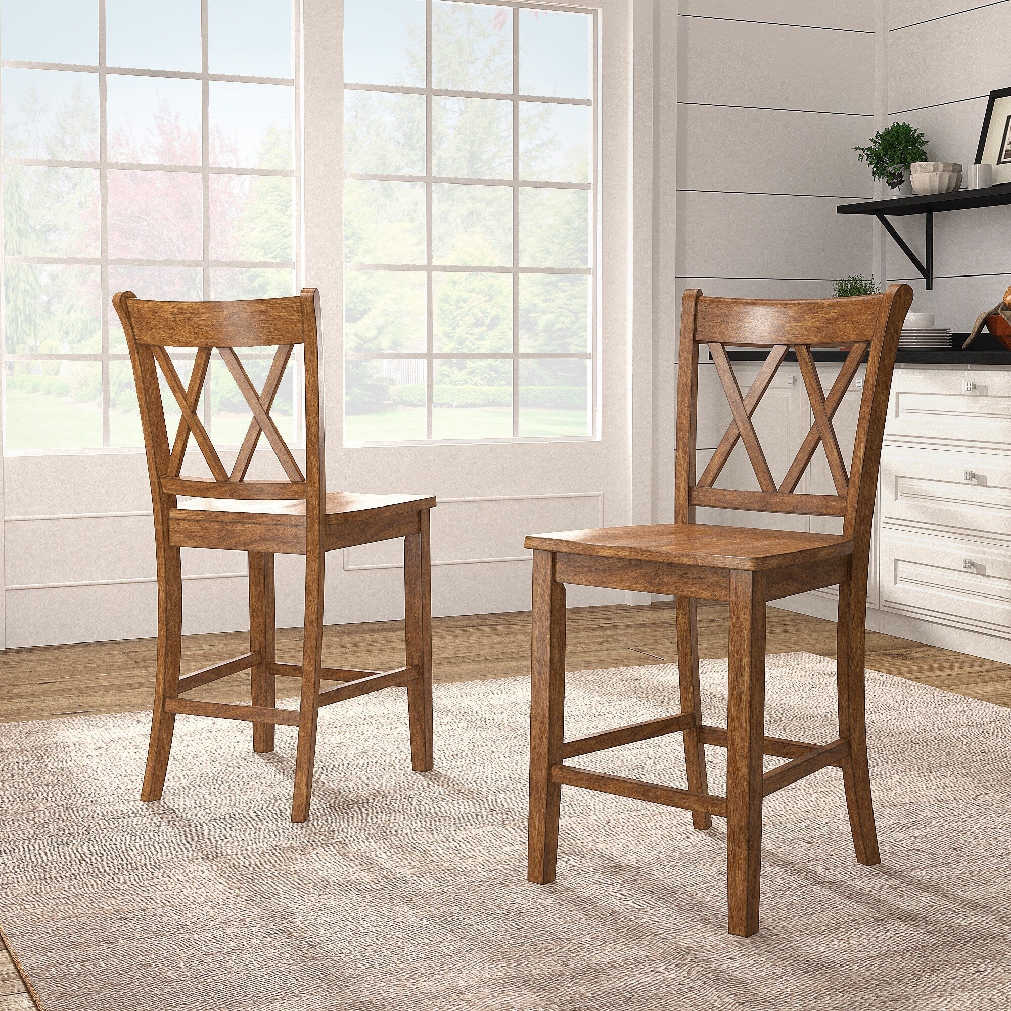Ronda Double X-Back Counter Height Chairs (Set of 2)