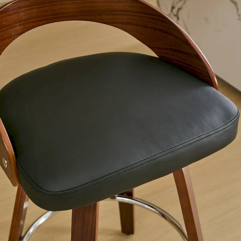 Counter Height Barstools Set of 2, Dining Chairs with Soft Cushion Seat, Kitchen Stool Island with Footstool and Low Back