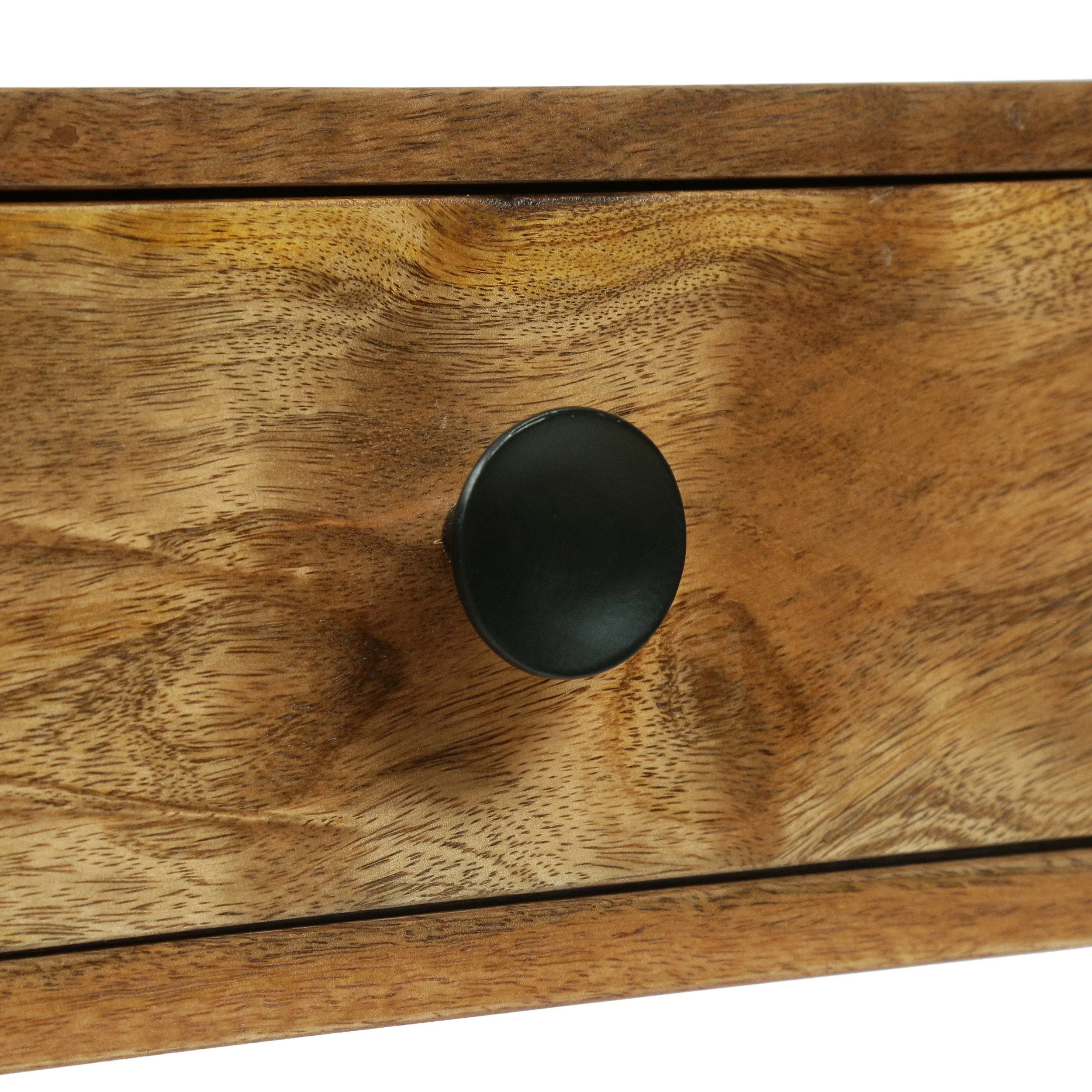 Modern Industrial Handcrafted Mango Wood Desk with Drawers, Natural Honey and Black - NH615513