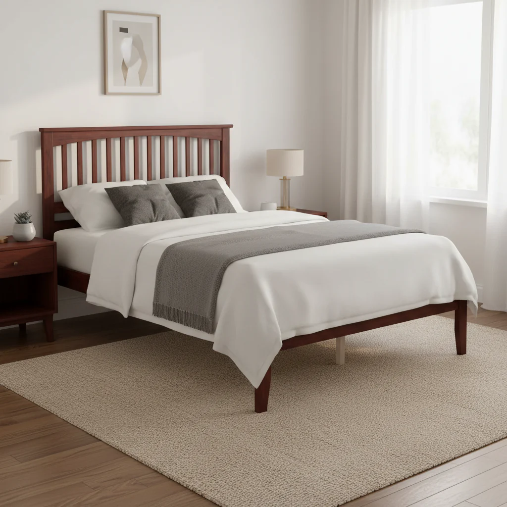 Solid Wood Queen Platform Bed in Walnut