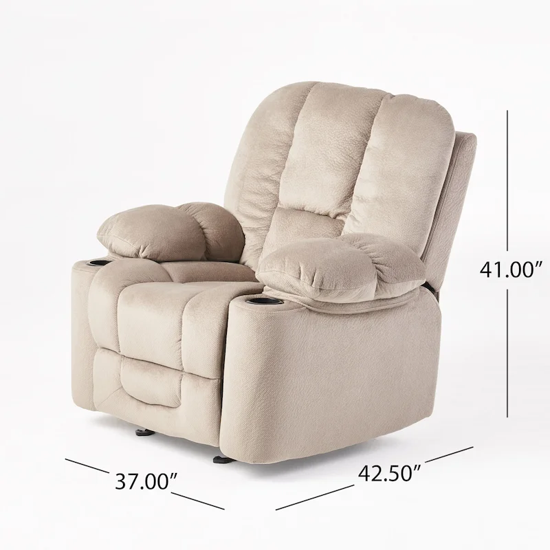 Roomfitters Luxurious Manual Recliner Chair in Chocolate with Skin-Friendly Fabric and Dual Cup Holders