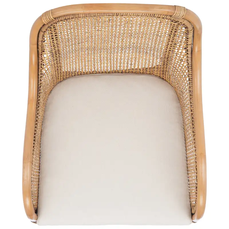 SAFAVIEH Rosalia Coastal Rattan Accent Chair with Cushion - 23.4 W x 24.8 L x 32.7 H - 23Wx25Dx33H