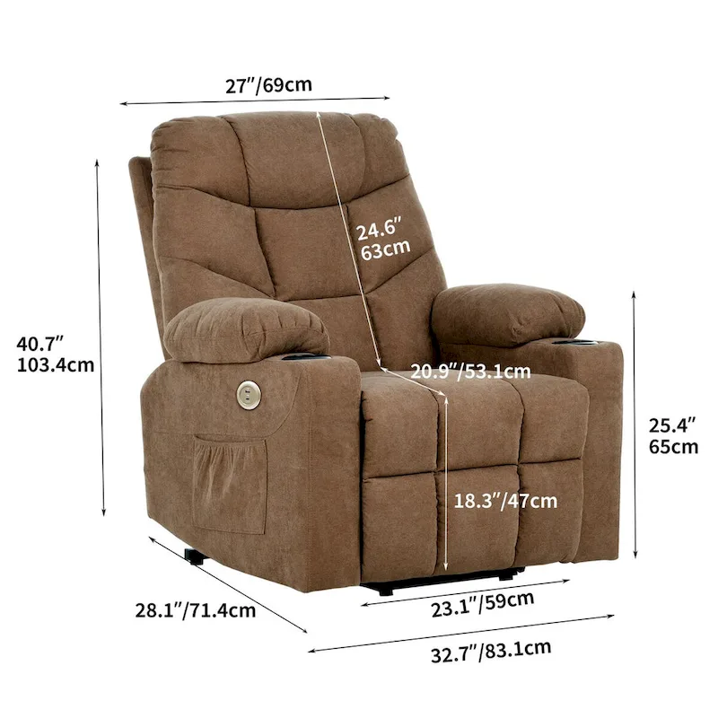 Moasis Flannel Massage and Heating Recliner Sofa Chair