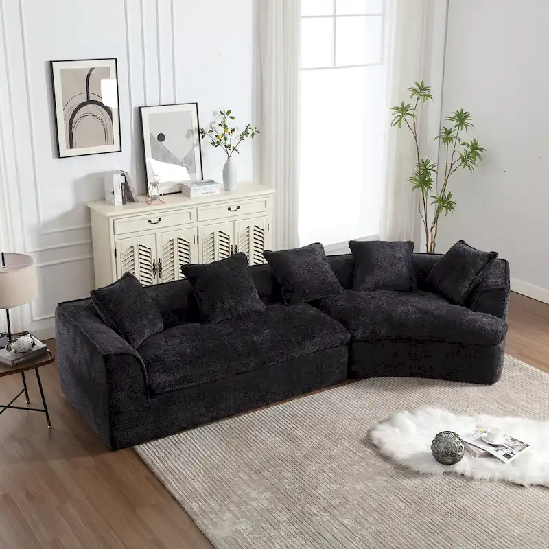 Living Room Oversized Boucle Sofa 3 Seater