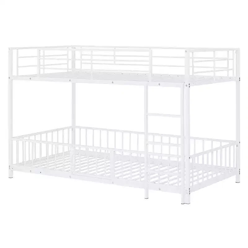 Whisen Stylish Design Metal Bunk Bed with Slide and Guardrails
