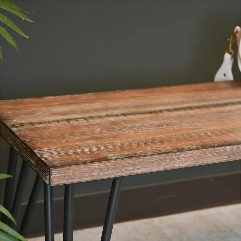 Wood Dining Bench with Metal Frame