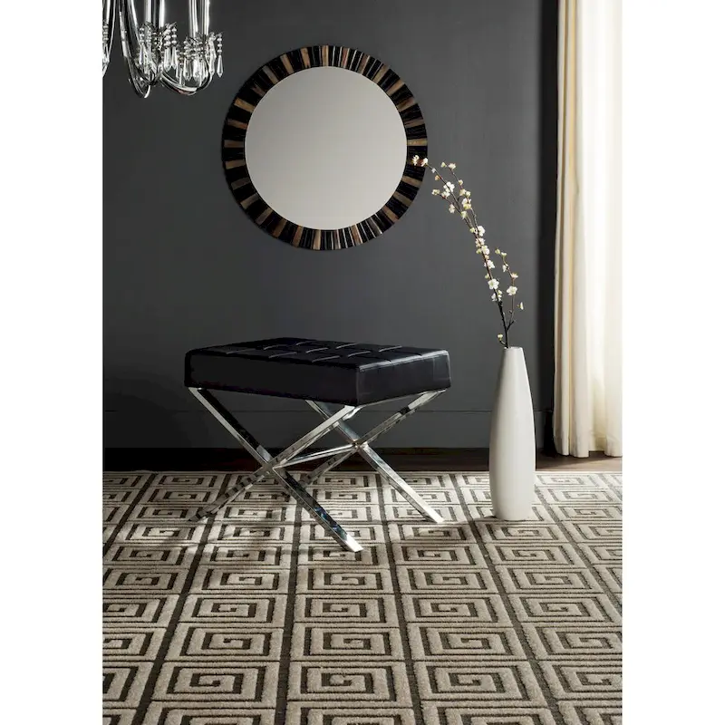 SAFAVIEH Marlys Modern Glam Black Ottoman
