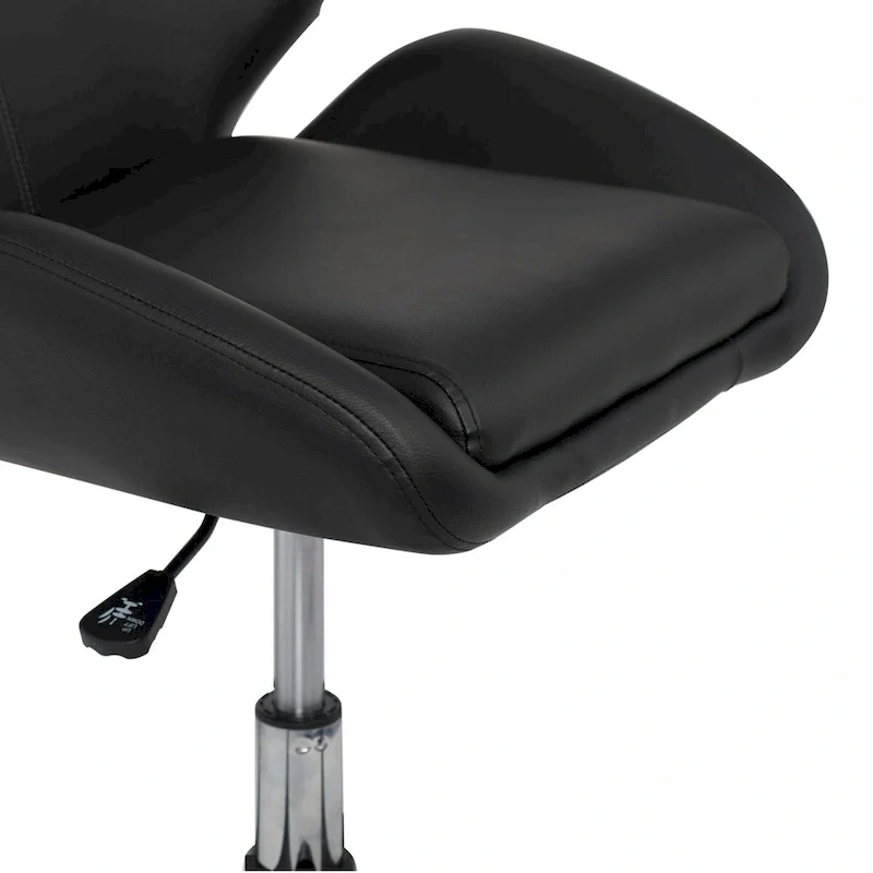 Faux Leather Adjustable Office Task Chair with 5-Star Chrome Base and 360° Swivel – Silver / Black, for 1 Person