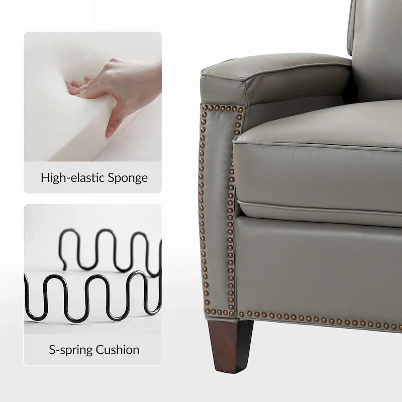 Gaspar Mid-Century  Pushback Recliner with Nailhead Trim by