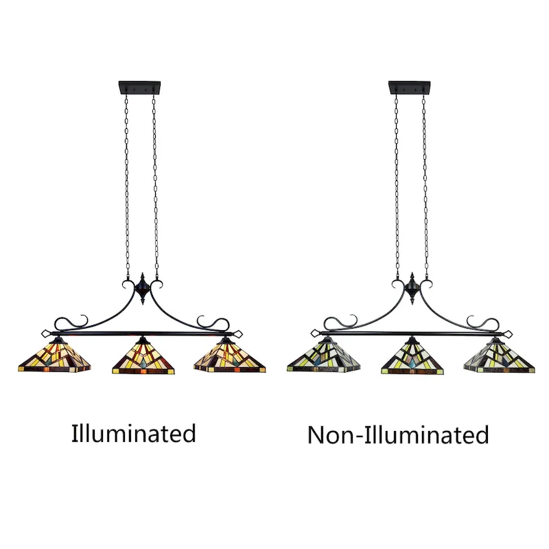 Tiffany Style Mission Design 3-light Linear Island Fixture