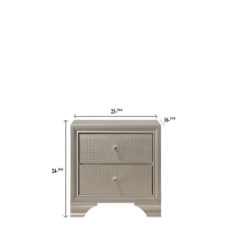 LED Light Faux Leather Upholstered Wooden Bed Chest Nightstand 3pc Set