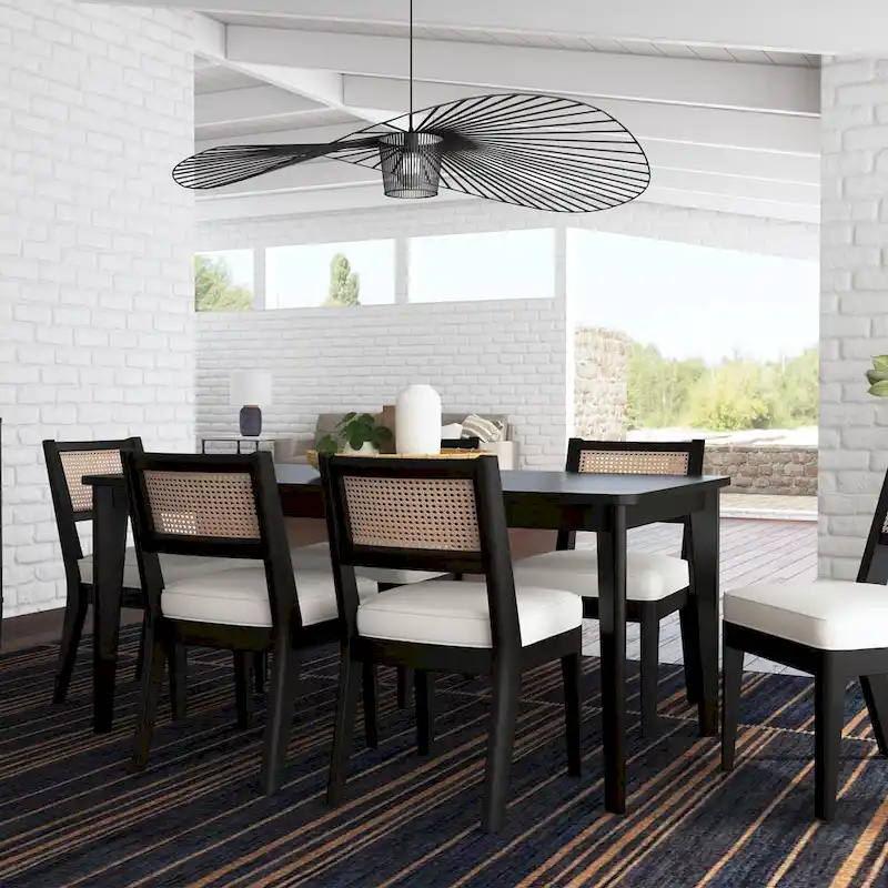 Black Wood Rectangle Dining Table 66 x 30 x 36 Inches, Modern Kitchen Dining Room Table