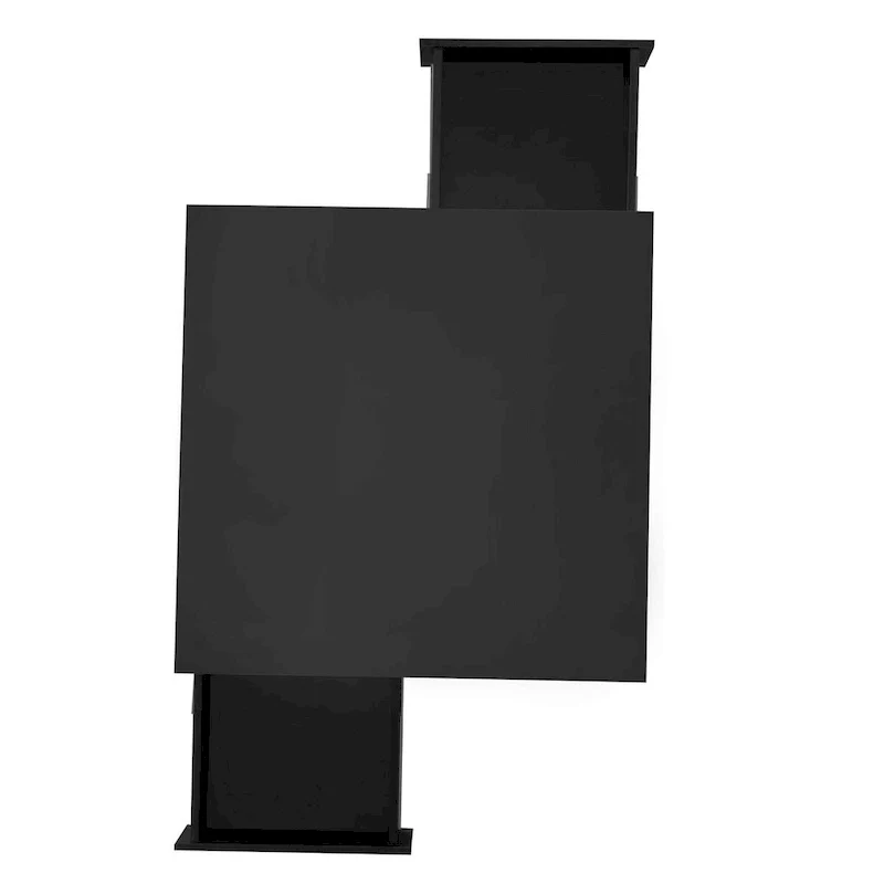 High Gloss Coffee Table: 4 Golden Legs, 2 Drawers, 2-Tier Square Design