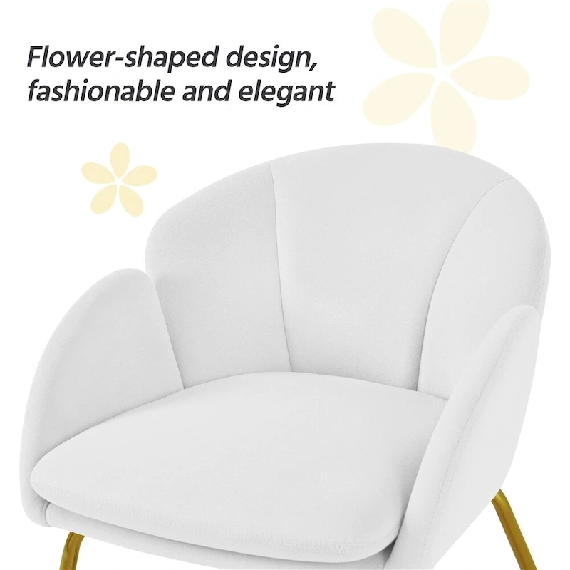 Yaheetech Flower Shape Velvet Armchair Accent Chair with Golden Metal Legs