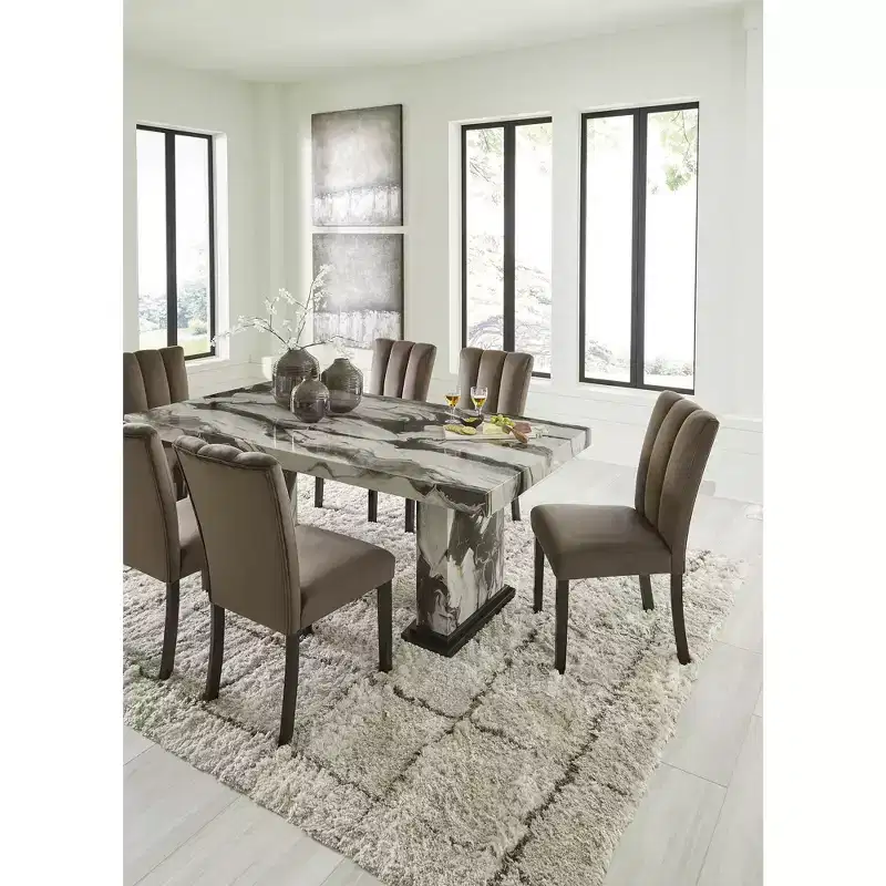 Signature Design by Ashley Zendalia Dining Chairs | Elegant Channel-Stitched Velvet Side Chairs | Set of 2, Mocha Brown