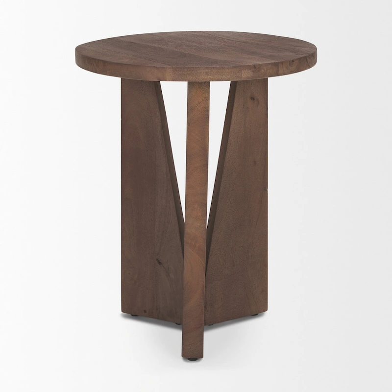 Mattius Black Solid Wood Round Accent Table - 18L x 18W x 22H